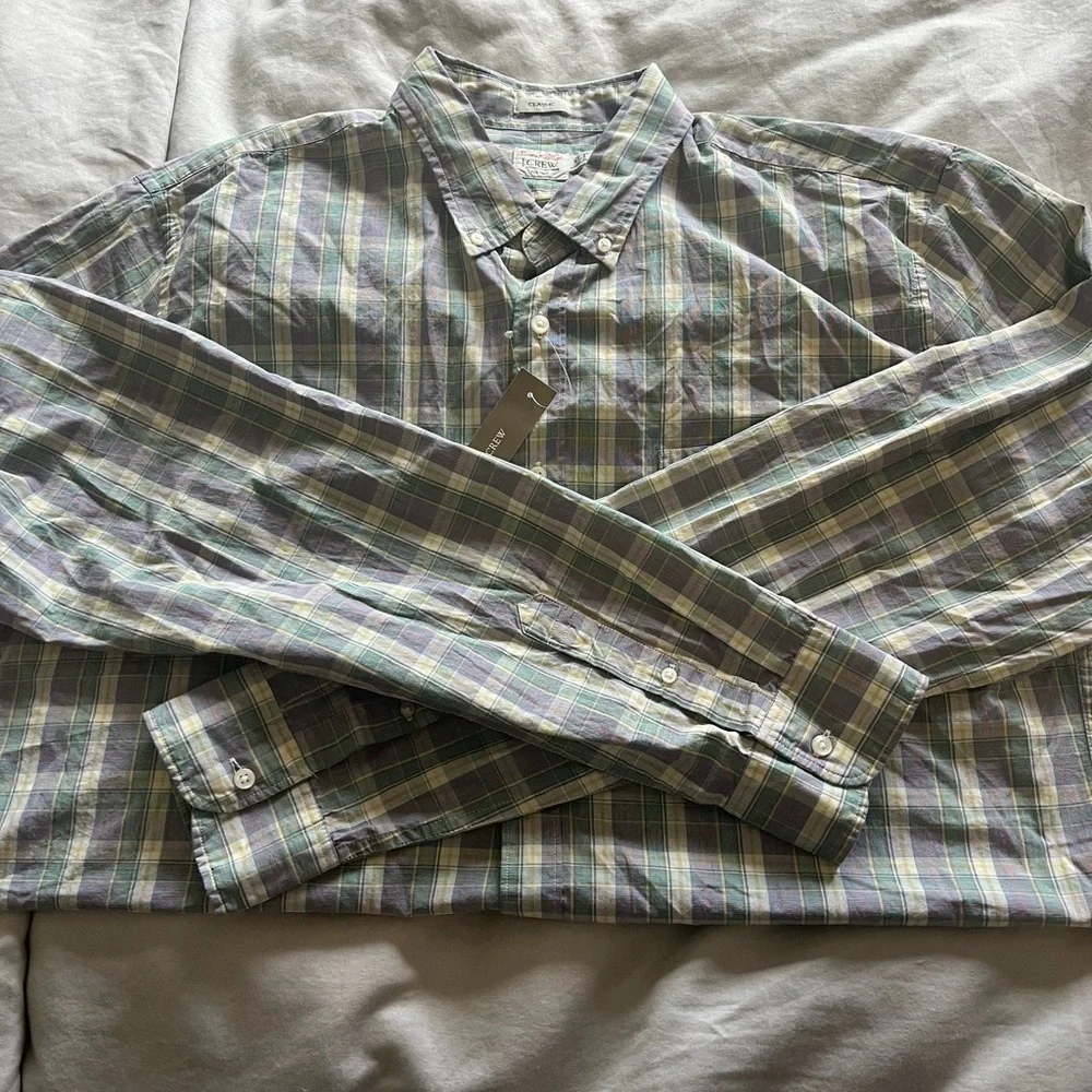 J. Crew Men’s Secret Wash Plaid Dress Shirt | Size XL Tall |